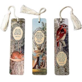 Woodland Quotes Bookmark Set with Tassels, Metal book marks, Animal Bookmarks, Set of 3