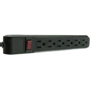 6 Outlet Surge Protector 15A 120V with Flat Rotating Plug 4ft Power cord 3 Prong 6 Outlet Power Strip with 4 Feet Power Cable and 360 Degree Rotating Plug, Black CNE470837