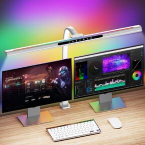 LED Desk Lamp with RGB Backlight, 24W Ultra Bright Architect Workbench Desk Lamps, 60" Timer, 25 Lighting Modes,Eye Protection Clamp Light for Home Office Gaming Reading Working(White)