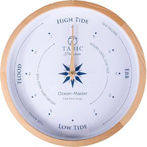 Planeteco Ocean Master Tide Clock - Stylish Home Decor Accessory with High-Low Tide Display - Elegant Wall Clock Design - Ideal for Planning Beach and Ocean Activities - Natural Stain