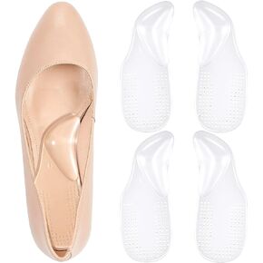 2 Pairs Arch Support Shoe Inserts for Women, Gel Arch Pads for Men, Self-Adhesive Arch Insoles for Flat Feet, Plantar Fasciitis, High Arch, Heel Pain, Arch Pain Relieve (Clear, Small)