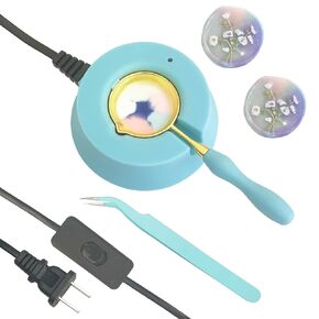 Electric Wax Seal Warmer with Spoon, Wax Seal Kit Great Tool for Melting Wax Seal Sticks Sealing Wax Beads (Blue-Orbicular)