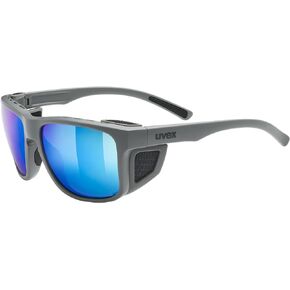Uvex mirrored sports sunglasses for hiking/glacier with UV protection, for women & men, sportstyle 312, Rhino Matte/Blue, one size