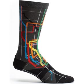 Ozone Men's Subway Socks, Stylish and Comfortable City-Inspired Design Crew Socks for Men, Black, Size 10-12