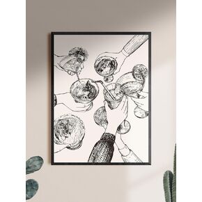MINI ZOZI Bar Cart Canvas Posters Wall Art 12x16 Kitchen Decor Aesthetic Funky Trendy Print Large Apartment Cocktail Alcohol Wine Cheers Poster Sketch Home Prints Black And White