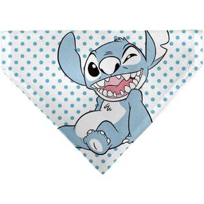 Disney Pet Bandana Lilo and Stitch Stitch Winking Pose and Polka Dots White Blue Slip On Collar Bandana Only