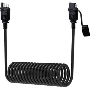 18 AWG 7.5FT 4 Pin Flat Trailer Extension Coiled Cable with 4 Way to 4 Way Male and Female Connector 18 Gauge 4 to 4 Trailer Wiring Harness Adapter for Flat Tow Vehicle Hook Up