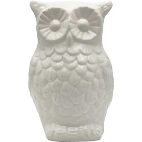 Tuscan Collection Ceramic Owl Coins Money Bank 8" H, by ACK Your Choice of Color (White)