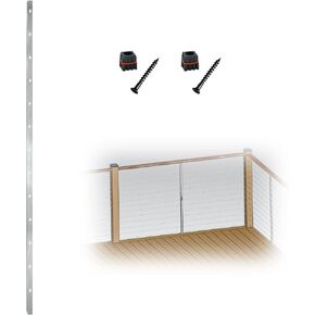 Square Myard Pre-Drilled Intermediate Picket Posts with Connectors for 1/8" Level Cable Railings, Length 42" with 13 Through Elongated Holes (42", Silver, 4-Pack)