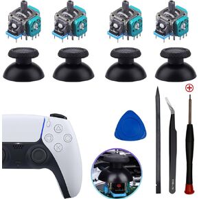 PS5 Joystick Replacement 4pack for Fix Drift PS5 Controller,3D Analog Stick Sensor Module Parts Compatible with Playstation 5 DualSense 5 Include Joystick Thumbstick +2.0 Screwdriver Repair Kit