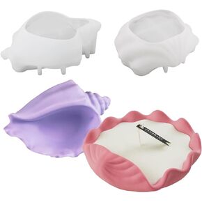 2 Set Sea Shell Conch Storage Silicone Resin Mold Scallop Conch Shaped Epoxy Silicone Casting Molds Plaster Mold Concrete Clay for Ornaments Trinket Jewelry Container, 3D DIY Decor Crafts