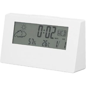 FTVOGUE LCD Digital Alarm Clock Smart Night Light Alarm Clock Time Date Temp Humidity Display Bedside Battery Operated Clock(White), Alarm Clock/Clock/Wall Clock/Radio