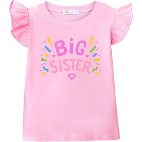 Big Sister Shirt for Toddler Baby Girl Outfits Promoted to Big Sis Announcement T-Shirt Toddler Girls Gifts