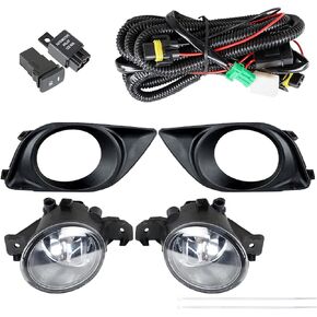 labwork Front Bumper Fog Lights Replacement for 2012-2014 Nissan Versa Sedan Driver and Passenger Side Driving Fog Lamps with Clear Lens Switch and Wiring Kit 26155-9B91C 26150-9B91C