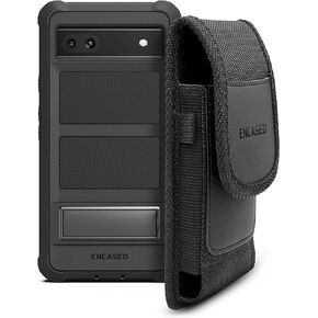 Encased Belt Case for Google Pixel 6a (2-in-1) Protective Kickstand Case with Phone Holster Clip (Black)