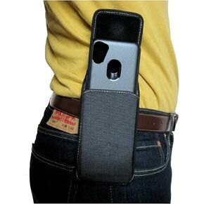 جراب حافظة للهاتف الخلوي من النايلون يناسب Otterbox (Commuter) Samsung Galaxy A14، A13، A11، A21، حامل مشبك حلقة حزام متين، إغلاق مغناطيسي، يناسب الجراب الموجود على الجهاز (أسود-عمودي)