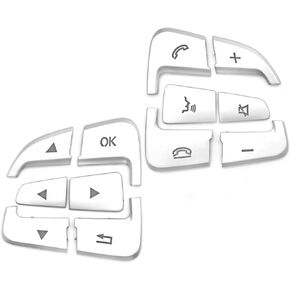 12Pcs Car Steering Wheel Button Covers Trim Stickers Compatible with Mercedes Benz A B GLA CLA GLS GLE CLS SL Class, Steering Wheel Button lnner Decoration, Silver (Model B)