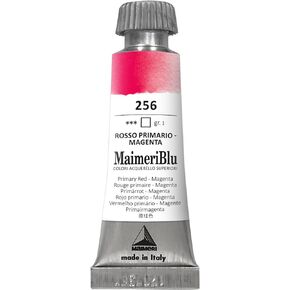 MaimeriBlu 12ml Single-Pigment Watercolor Paint - Primary Red - Magenta PV19 Professional Watercolor Paint - Lightfast and Transparent Watercolor Paint Tube for Artists