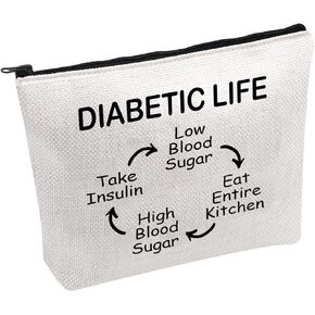 PWHAOO Diabetes Support Zipper Pouch Bag Diabetic Life Cosmetic Bag Diabetes Awareness Cosmetic Bag Fight Diabetes Gift (DIABETIC LIFE B)
