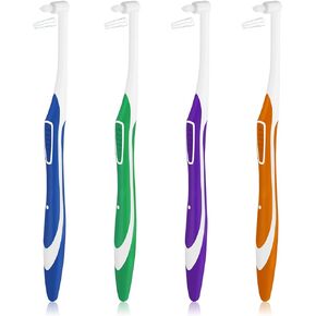 4 Pcs Tuft Toothbrush Tufted Brush, Interspace Toothbrushes End-Tuft Tapered Trim Toothbrush Soft Trim Orthodontic Interdental Brushes for Detail Cleaning
