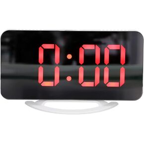 Digital Alarm Clock, 6 Inch Large Display Mirror Surface LED Clock with Dual USB Charger Ports, Snooze Function, 3 Levels Brightness, Alarm Clock for Bedroom Nightstand, Blue/Red Light(Red Light)