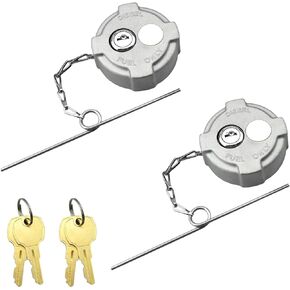 2pcs Locking Diesel Fuel Cap 2 3/8" Compatible with Freightliner M2 Small Semi Box Trucks Fuel Caps,Replace FTA-C-13,With Rubber Seal Ring Safety Chain and 4 Key