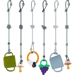 6-Pack Baby Toy Straps, Silicone High Chair & Stroller Straps, Toddler Bottle & Car Seat Accessories, Baby Travel Essentials with Pacifier Clips