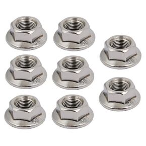 8 pcs 304 Stainless Steel Hexagonal Flange Nuts 10mm flange nut with 1.25 metric pitch M10 x 1.25mm Pitch Metric fine Pitch Flange Nuts (M10)