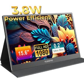 Portable Dual Touch Screen Monitors 15.6" 1080 FHD IPS for Win/Mac/MacOS/Linux, Built-in Protective Cover/Stand, 360°Rotation and USB-C Triple Screen Laptop Monitor Extender, Plug & Play