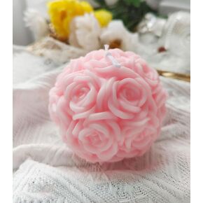 Rose Ball Shaped Aesthetic Scented Candle,380G Handmade Spherical Rose Flower Soy Wax Aroma Art Decorative Candle for Table Photo Prop,Prefect Gift for Meditation Stress Relief Mood Boosting (Purple)