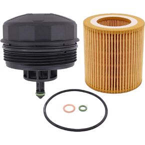 NewYall Engine Oil Filter Housing Cover Cap with Oil Filter for BMW E60 E70 E90 E93 F10 F30 128i 135i 528i 528i 328i 335i 530i 740i X3 X5 X6 Z4 11427566327 11427525334 917-056 1190779083
