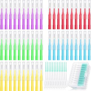 350 Pieces Braces Brush Interdental Brush Floss Brushes, Flosser Toothpick Oral Dental Hygiene Cleaners Soft Gum Picks Brow Brushes Dental Cleaners Tooth Cleaning Tool, Mixed Color