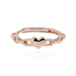 Meissa Silver Heart Rings for Women Silver Chain Link Accent Ring Fashion Band Rings Rose Gold Statement Ring Size Adjustable 5-10, Rose Gold