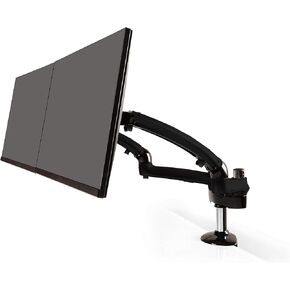 Ergotech Dual Freedom Arm, Includes Two Aluminum Articulating Arms,8.4-17.8 lbs. Weight Capacity per Arm, Suitable for Monitors up to 27'', VESA Compatible 75×75, 100×100,(FDM-PC-G02) -Dual,Metal Gray