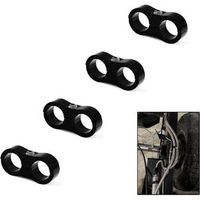 4 PCS 6AN Hose Separator Clamp, Fuel Line Mounting Clamps, Aluminum Hose Fitting Adapter, Fit for 3/8 Fuel Line, Oil Line, Brake Line, Water Pipe and Gas Line (Black)