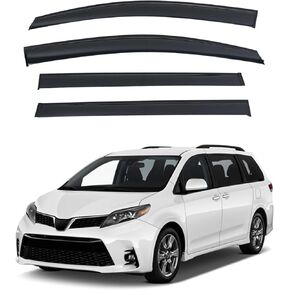 4pcs JDM Smoke Tint Outside Mount Tape On/Clip On Style PVC Sun Rain Guard Vent Window Visors Compatible with 11-20 Sienna
