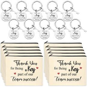 Inbagi 20 Pcs Employee Appreciation Gifts 10 Makeup Bags 10 Coworker Thank You Keychains Staff Gifts Bulk You Are a Key Part of Our Team Gift for Women Men Office Work Team Teacher Graduation