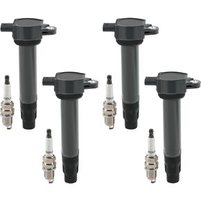 JDMON Ignition Coils Pack and Spark Plug Compatible with Jeep Patriot Compass Dodge Caliber Avenger Chrysler 200 Sebring 1.8L 2.0L 2.4L Replacement for 4606824AB UF-557 C1587…