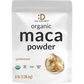 Organic Peruvian Maca Root Powder, 3lbs – Easily Digested Gelatinized Form – Herbal Superfoods Supplement for Men & Women – Supports Immune & Energy Health – Non-GMO