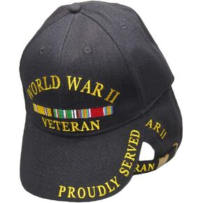 AES World War 2 II War Veteran Proudly Served Embroidered Hat Black Ball Cap EE 0595