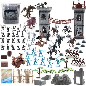 Mostop Medieval Knight Toys for Boys, Army Men Knight Action Figurines Pirate Soldiers Set with Map, Ancient Military Soldier Set Medieval Dragon Toy DIY Assembled Model Kit for Kids Birthday Gift