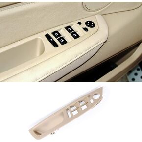 TTCR-II for BMW X5 X6 Door Handle Outer Cover, Genuine Leather Handle Outer Bracket Right Front/Right Rear Passenger Seat Door Panel Trim (Fits: BMW X5 2007-2013 and X6 2008-2014) (Beige, Right)