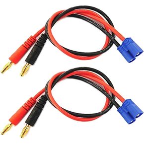 ShareGoo 2 Pack EC3 Connector Male to 4mm Banana Bullet Plug 14AWG Silicone Battery RC Balance Charge Cable Lead Adapter(30CM/11.8'')