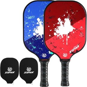 XS XSPAK Pickleball Paddles Sets, USAPA Graphite Face/Carbon Fiber and Polypropylene Honeycomb Core, Anti-Slip Sweat-Absorbing Soft Cushion Grip, Pickleball Set of 2 with 2-4 Balls and 1 Bag/Backpack