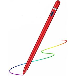 Active Stylus Pens for Touch Screens,1.5mm Fine Point Rechargeable Digital Pencil Capacitive Pen Fine Point Stylist Pen Pencil Compatible with i-Phone i-Pad and Other Tablets (Red)