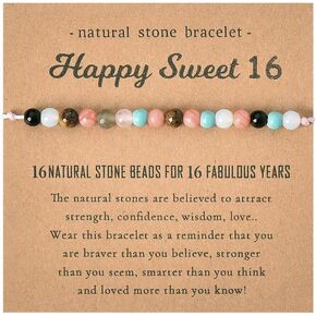 Sweet 16 Beaded Bracelet Gifts for Girls 16th Birthday Gifts for Daughter Granddaughter Gifts for 16 Year Old Girl Birthday Gift Ideas Best Friend Bday Gifts for Women Sweet Sixteen Party Favors