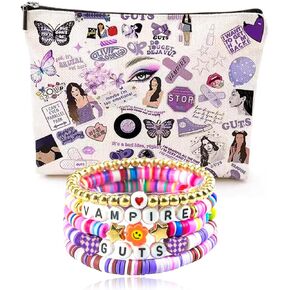 مجموعة هدايا سوار المغني، مجموعة أساور صداقة مستوحاة يدويًا من محبي الموسيقى، مجموعة حقيبة مكياج، مجموعة أساور مستوحاة من ألبوم Guts Sour، هدايا لعشاق الموسيقى in Kuwait