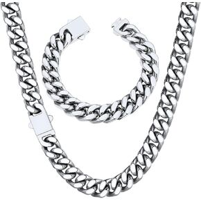 ChainsHouse 12mm 24" قلادة سلسلة كوبية للرجال سوار 19 سم in Kuwait