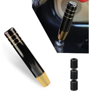 1 PC Car Shift Converter, 7" Alloy Personalized Easy Grip Gear Long Handle with 3 Thread Adapter, Smooth Operation Shift Knob Replacement, Universal for Manual Transmission Car (Black & Gold)