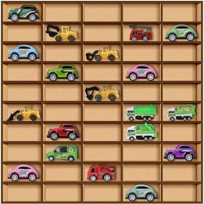 2 Pcs 110 Space Toy Car Display Case Wooden Wheels Shelf Wall Mounted Toy Car Storage Display Birthday Gift for Collectibles, Figurines, Shot Glasses